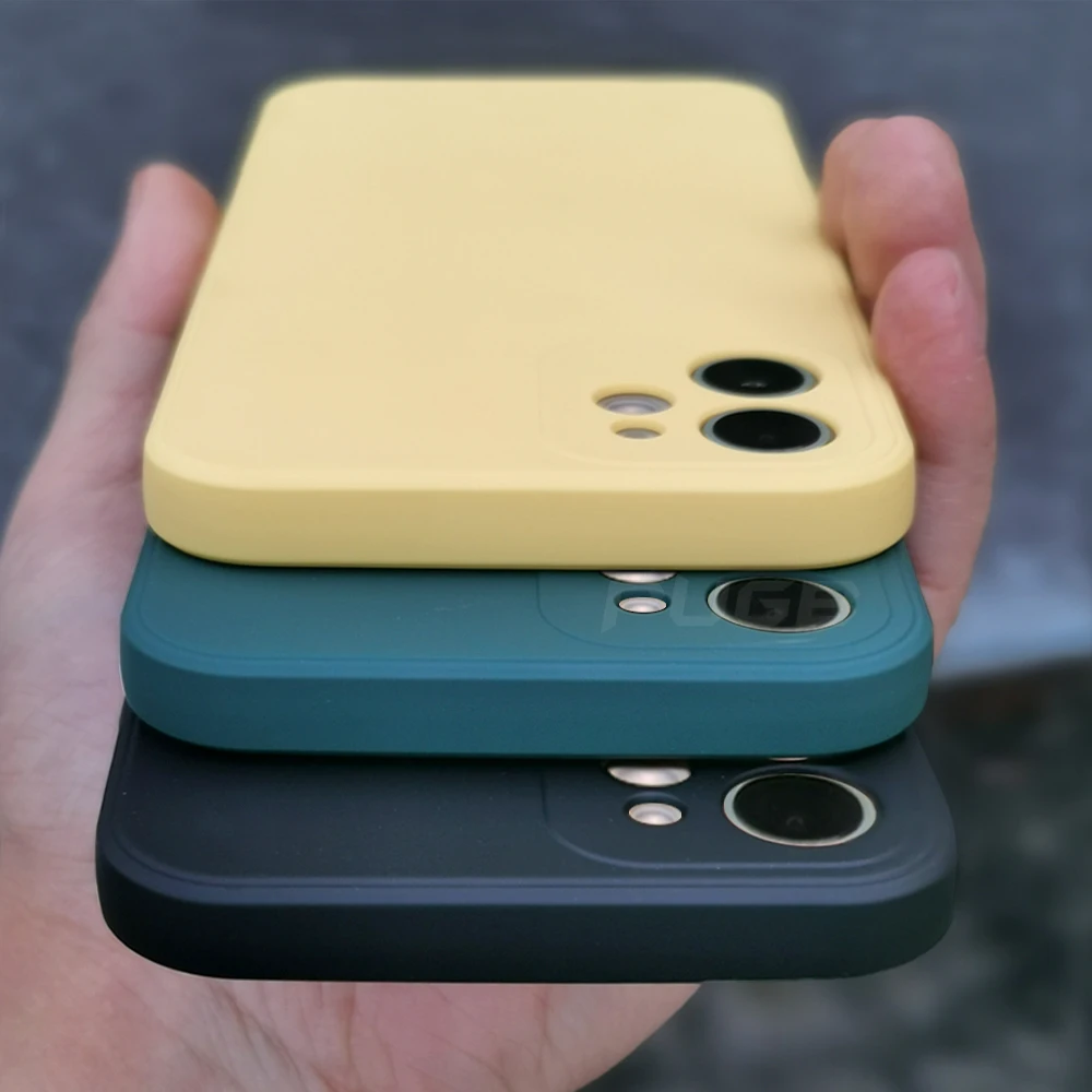 Luxury Square Frame Soft Liquid Silicone Case For iPhone 12 11 13 Pro Max Mini X Xr Xs SE 2 2020 6 6s 7 8 Plus Shockproof Cover