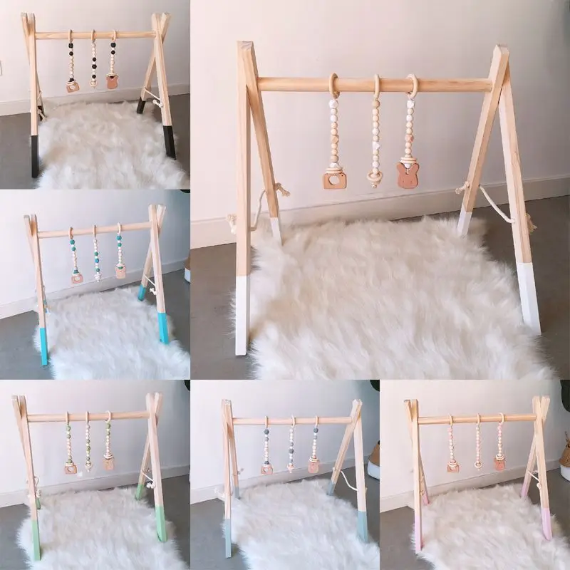 Nórdico dos Desenhos Animados do Bebê de Madeira Decoração do Quarto Brinquedos com Ornamentos Estilo Maciça Crianças Ftness Rack Pingente Roupas Infantis Quadro 2 Cheap Academia de bebê
