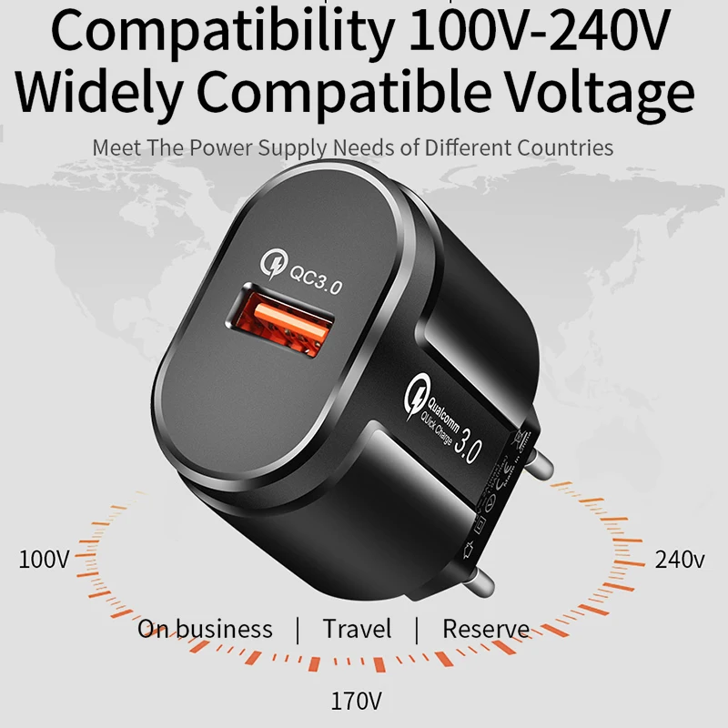 100 шт. Быстрая зарядка 3,0 18 Вт Qualcomm QC 3,0 4,0 быстрое зарядное устройство USB портативная зарядка для сотового телефона зарядное устройство для iPhone samsung huawei