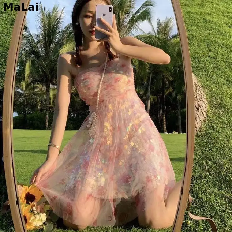 Women's Summer Sundress | Rainbow Dresses Women | Fairycore Dress Mesh |  Mesh Dress Women - Dresses - Aliexpress