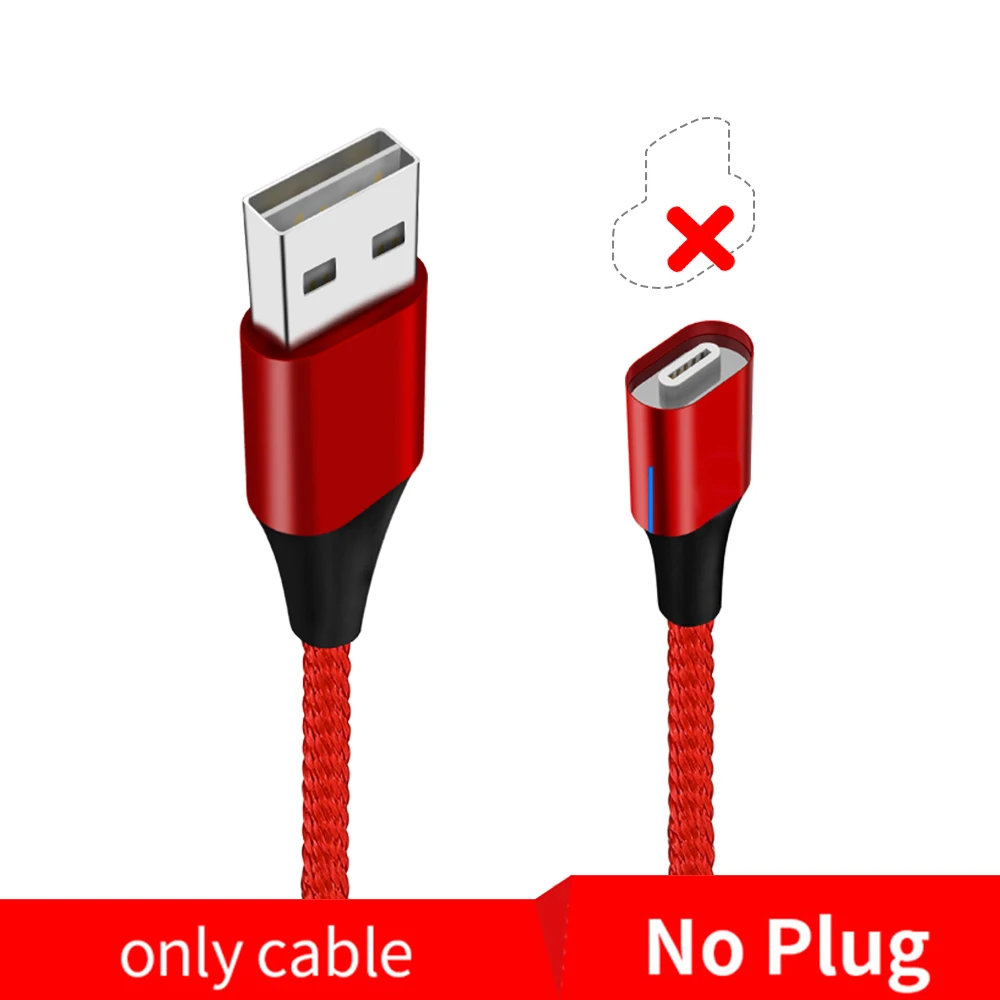 Магнитный Micro USB кабель для iphone, зарядный кабель для IOS Android, Магнитный зарядный кабель типа C для samsung, кабель для передачи данных - Цвет: Only Red Cable