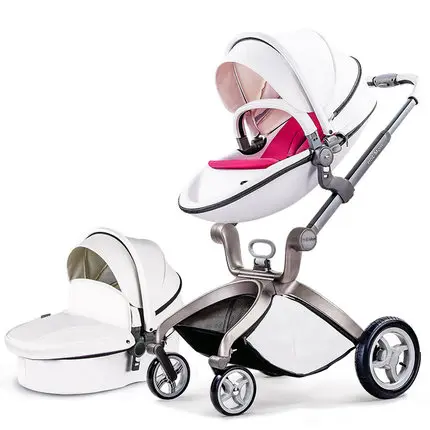 white 2 in 1 Оригинальная популярная коляска для мамы, детская коляска с высоким пейзажем, 3 в 1, коляска для новорожденных, складная, ударная, детская коляска, 360 градусов, автомобиль - Цвет: white 2 in 1