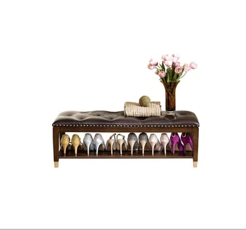 

Door change shoe stool solid wood household shoe stool new Chinese light luxury shoe rack stool storage storage stool shoe cabin