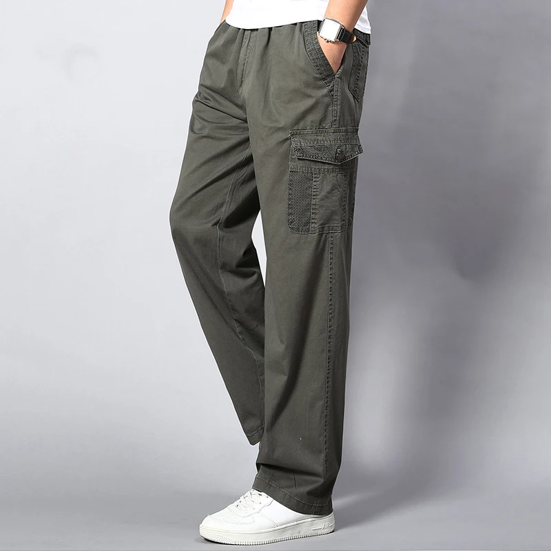 Outwear Trousers Pockets-Pants Slacks Long-Baggy Straight Mens Casual Autumn Large 5XL
