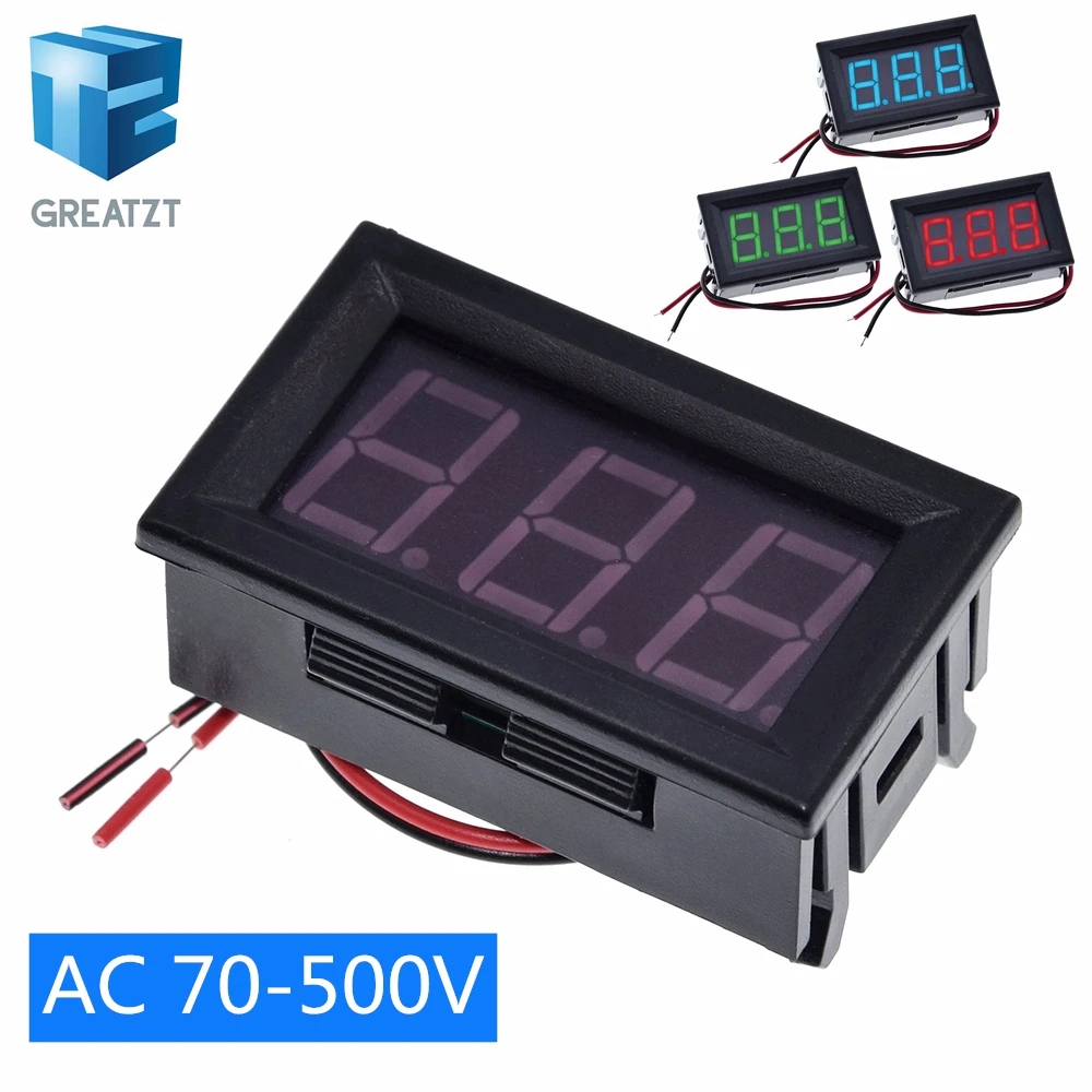

AC 70-500V 0.56" LED Digital Voltmeter Voltage Meter Volt Instrument Tool 2 Wires Red Green Blue Display 110V 220V DIY 0.56 Inch