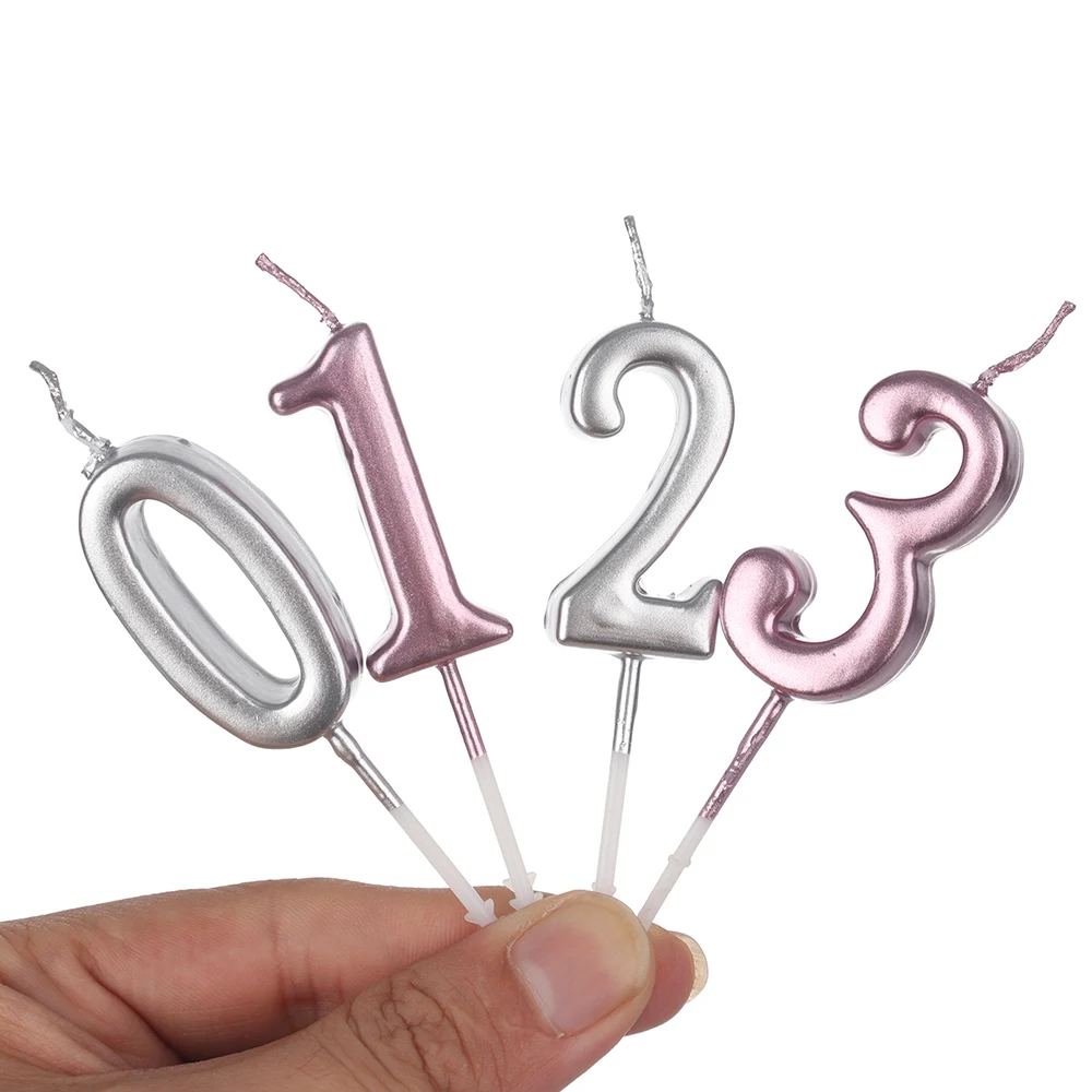 1 шт. цифры 0 9 свечи для торта Topper с днем рождения подарок розовые золотые