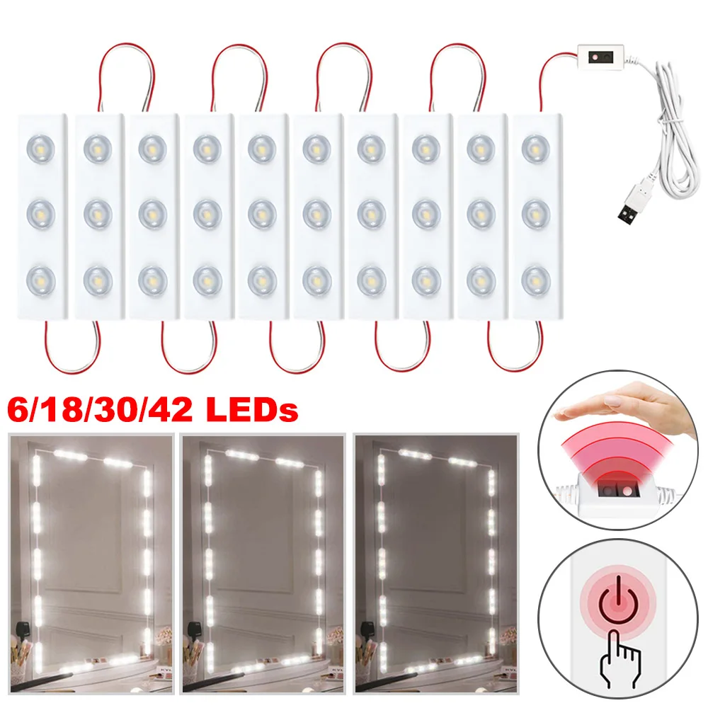5V USB LED Fill Light Vanity Dimmable Mirror Lamp Touch Switch/Sensor Switch 4000K Dimmable Mirror Lamp for Makeup Table Bedroom