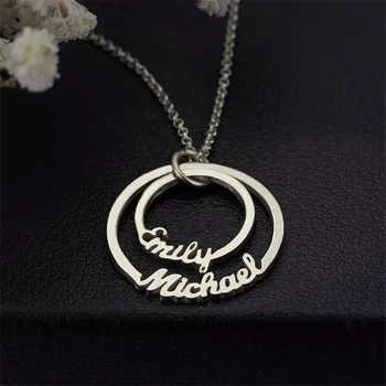 

2019 personality 2 name necklace Custom name pendant Circle pendant Couple pendant Stainless steel gold jewelry Birthday gift bf