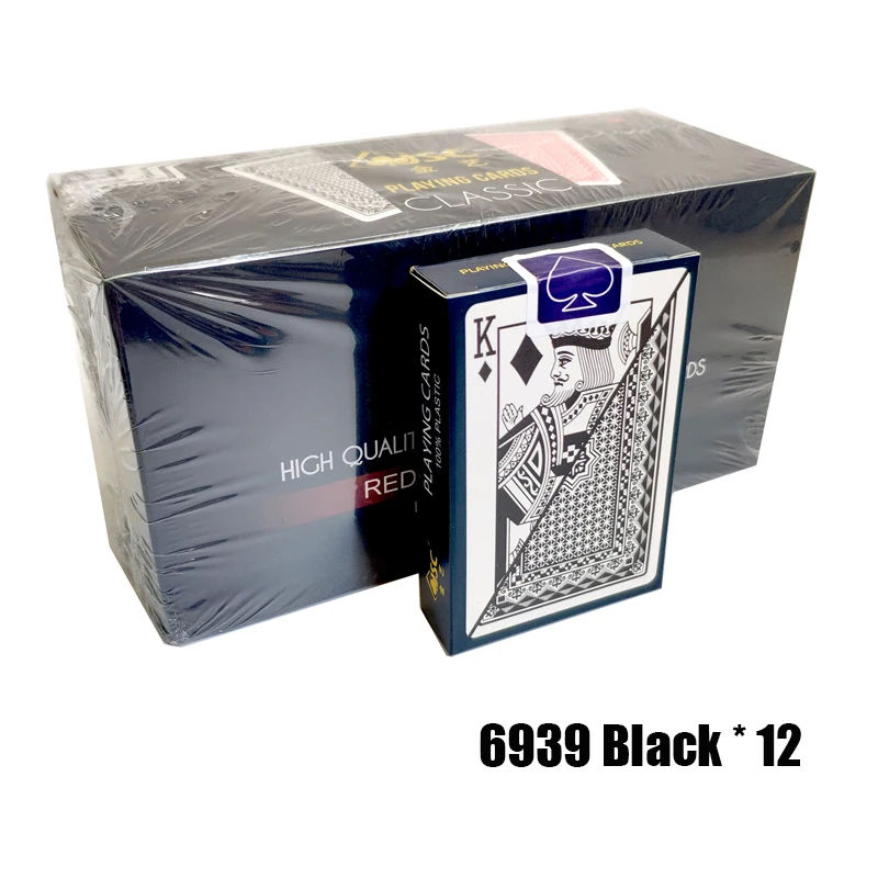 6939 Black 12 Deck 12 колода/коробка качество водонепроницаемый ПВХ пластиковые игральные карты набор тренд покер классические фокусы белый покер карты коробка-Упакованные - Цвет: 6939 Black 12 Deck