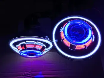 

J238B 7 Inch LED Headlights,LED Projector Headlights with Halo, Angel Eye, Demon Eye Headlights auto products Lantsun