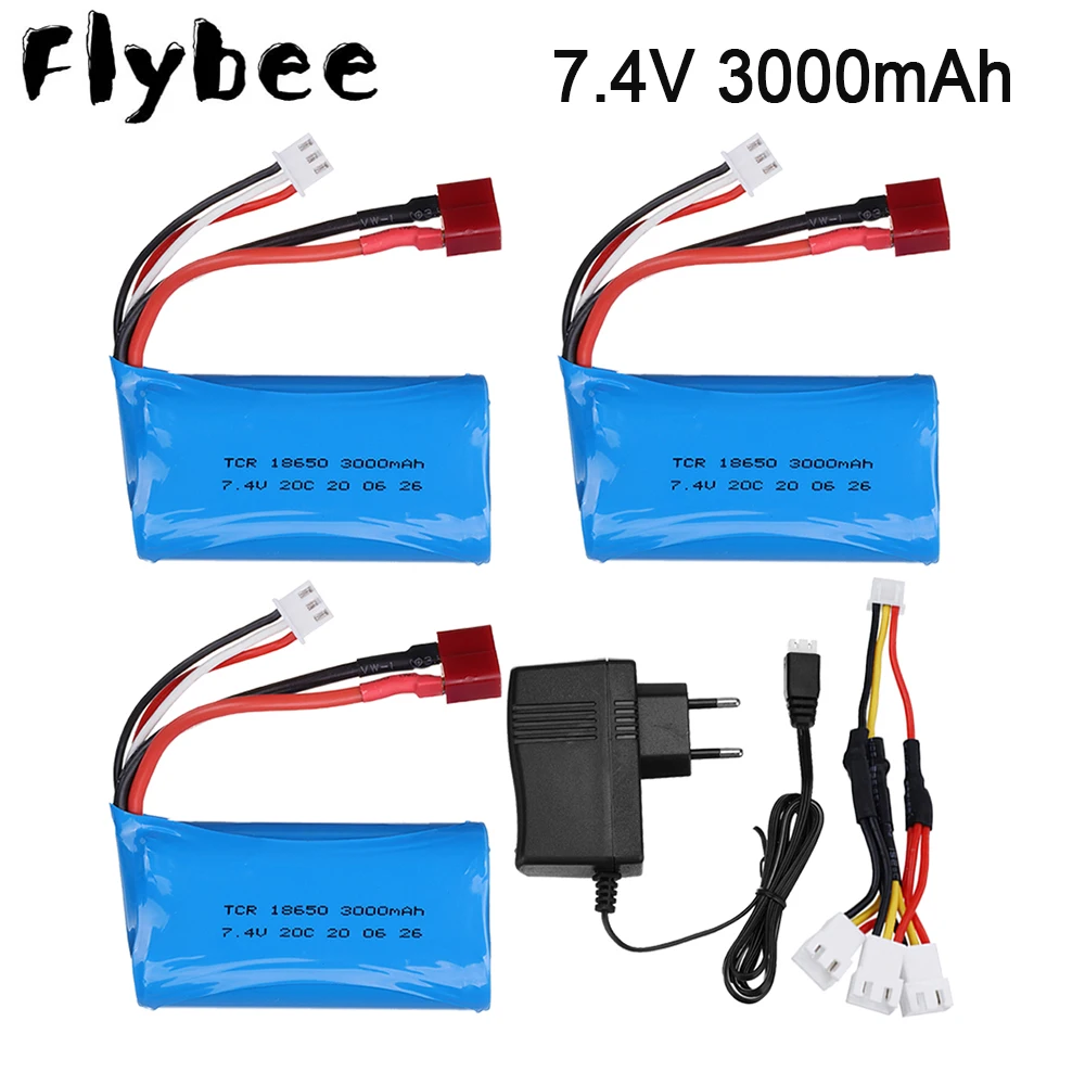 Аккумулятор lipo 7 4 в 3000 мАч 18650 батарея 20C 2S для Wltoys 10428 12428 12429 12423 Q46 РУ автомобилей