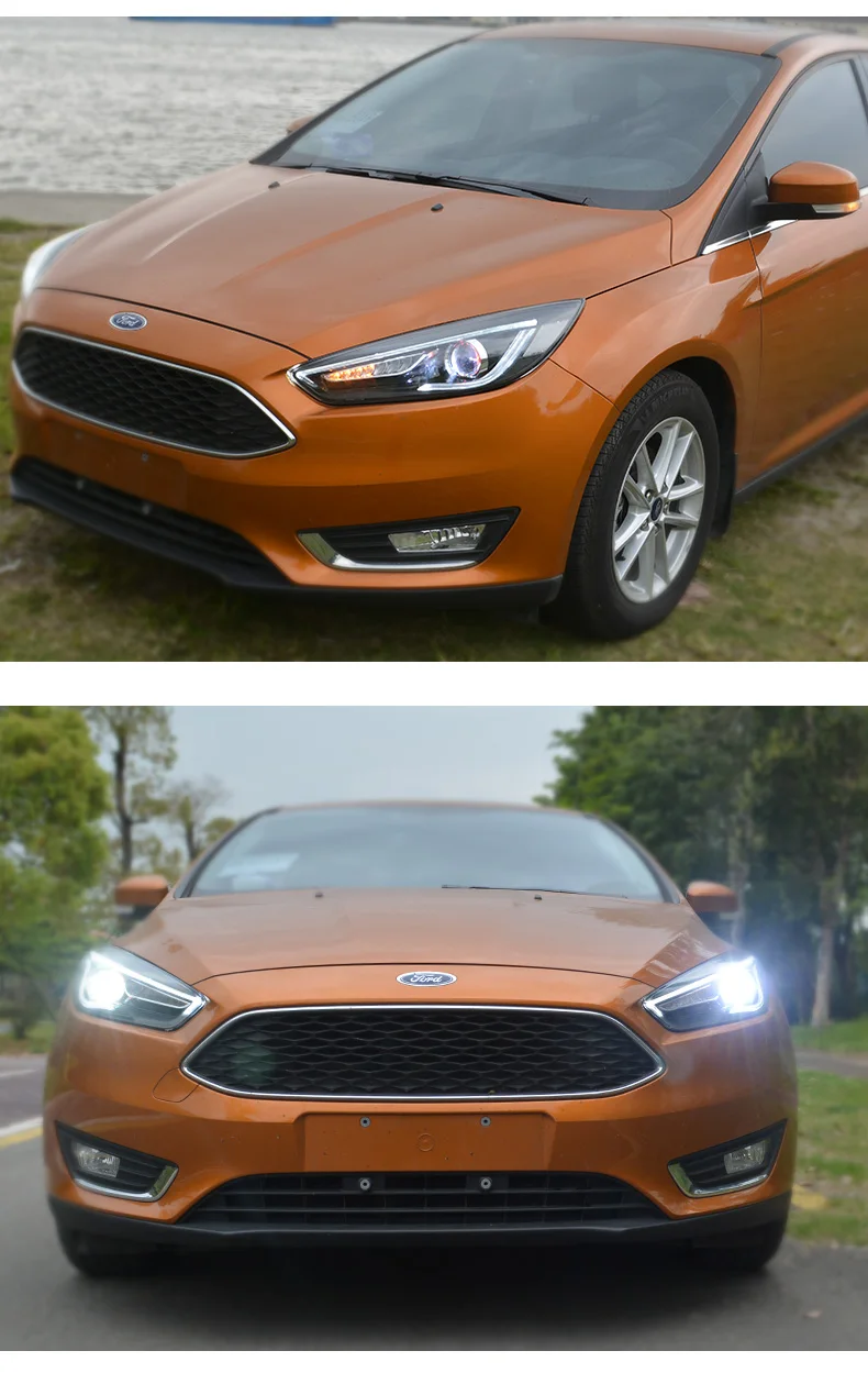 Автомобильный Стильный чехол для Ford Focus, фары, светодиодный фонарь, DRL Объектив, двойной луч, HID