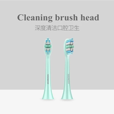 Головки зубных щеток для Sn903 насадка для зубной щетки оригинальная звуковая электрическая Замена насадки зубных щеток 2шт - Цвет: clean green
