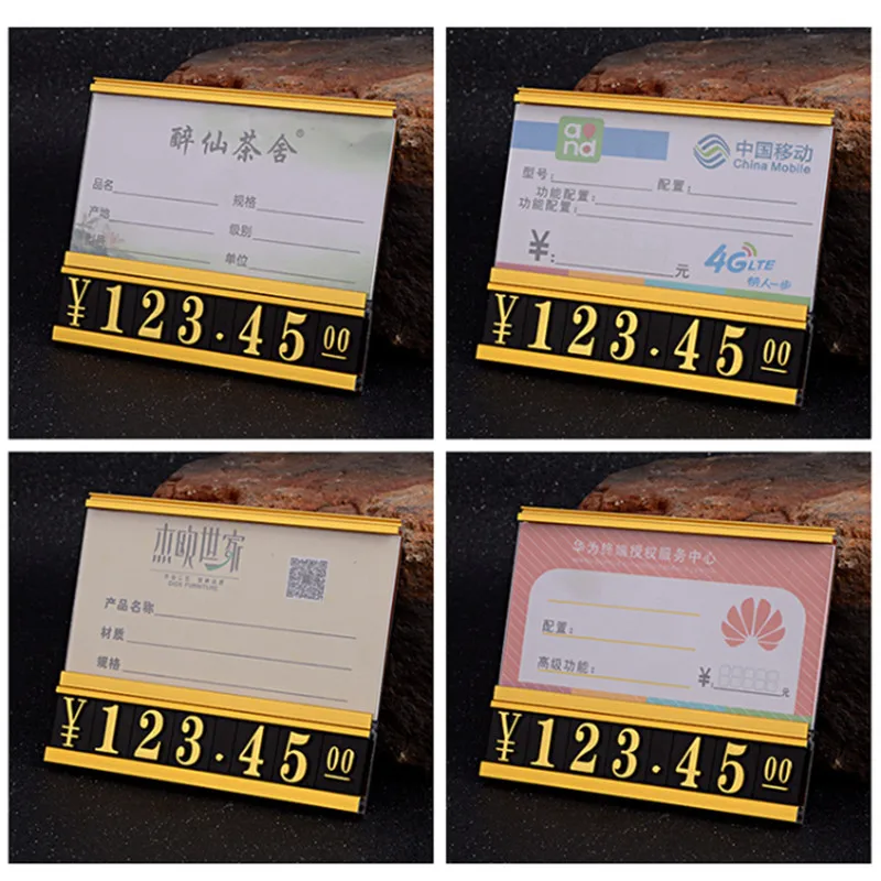 

5 Pieces Adjustable Stick Price Label Paper Tags Number Price Cube Tag Metal Counter Store Sign Holder Display Stand