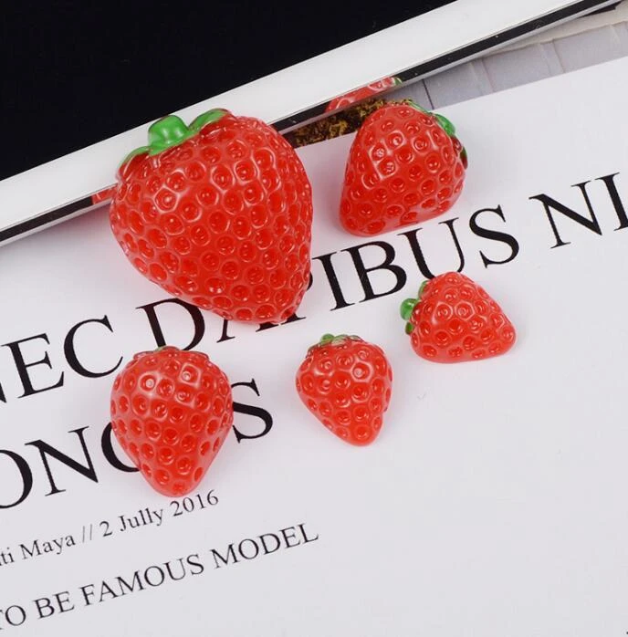 20pcs/lot Strawberry cherry Flatback Resin Cabochons Scrapbook Craft DIY Phone Decor Headwear Accessories miniature owl figurines