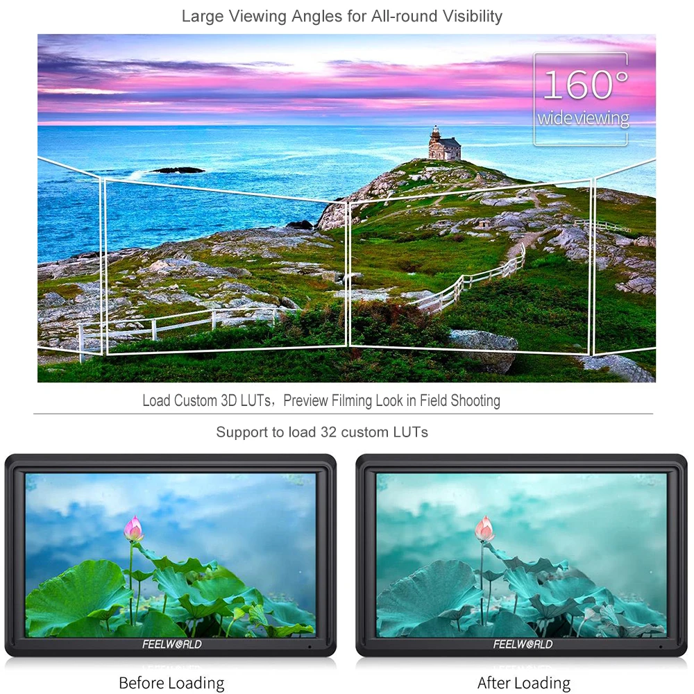 FEELWORLD FW568 V2 5.5 Inch 3D LUT DSLR Camera Field Monitor IPS Full HD1920x1152 Support HDMI Output With Tilt Arm Touch Screen
