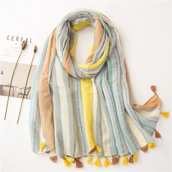 

Ladies Fashion Autumn Plain Ribbon Tassel Viscose Scarf High Quality Shawls and Wraps Pashmina Foulards Muslim Hijab 180*90Cm