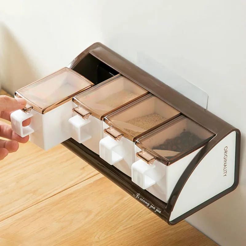 Набор коробок для приправ, приспособление для кухни, хранилище для банок с приправами, настенная полка для приправ YHJ112501