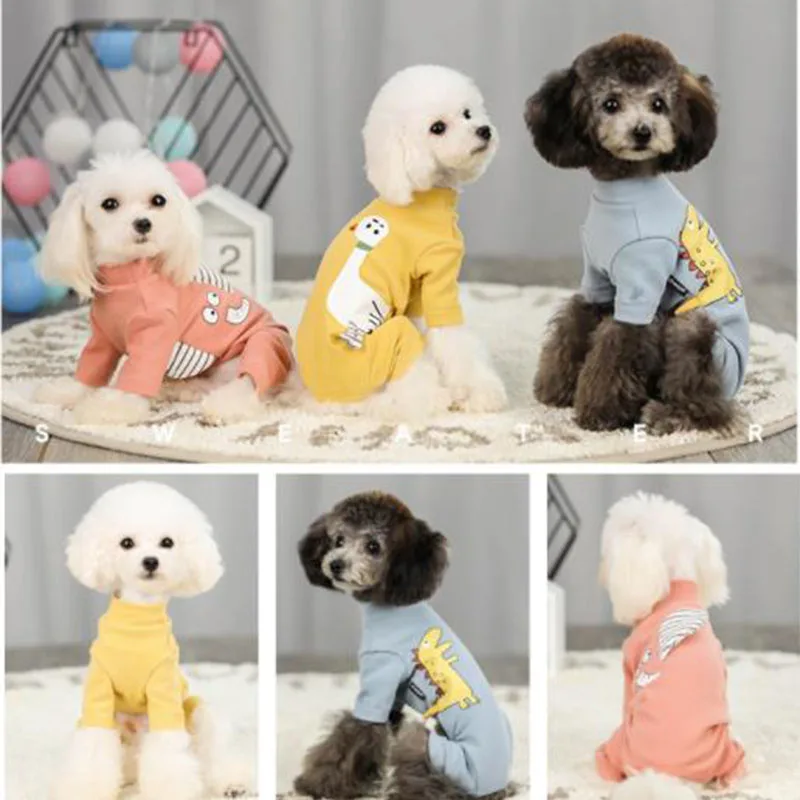 Autumn and winter new cotton warm puppy dog clothes children's animal print four feet clothes small dog pet clothing