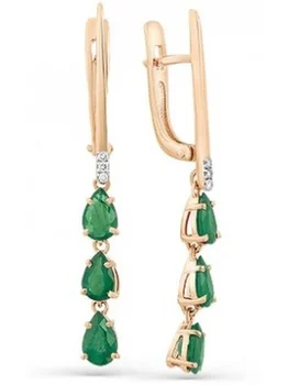 

Master brilliant drop earrings with emeralds and diamonds in red gold