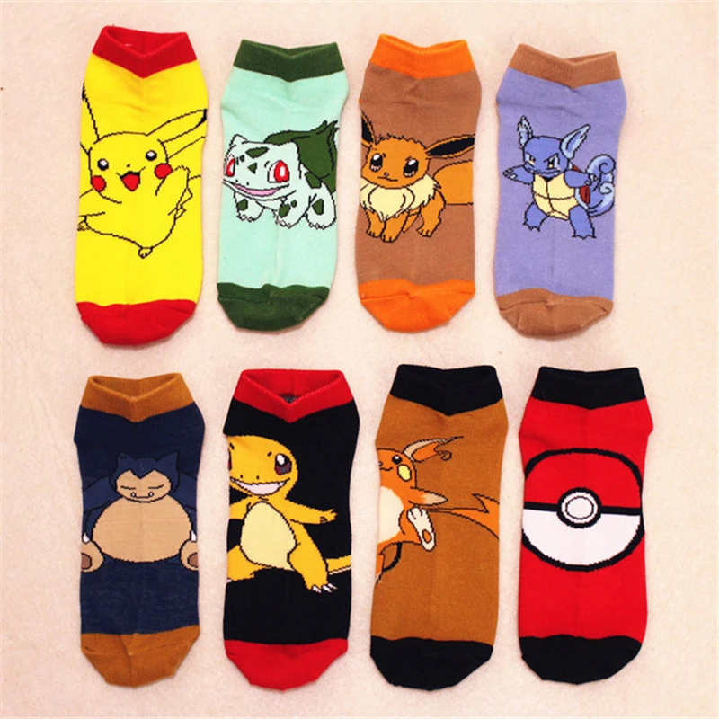 Anime Pokemon Pikachu Pocket Monster Cosplay Prop Ankle Socks Hose Cartoon Snorlax Charmander Cotton Sock Kids Child Stockings
