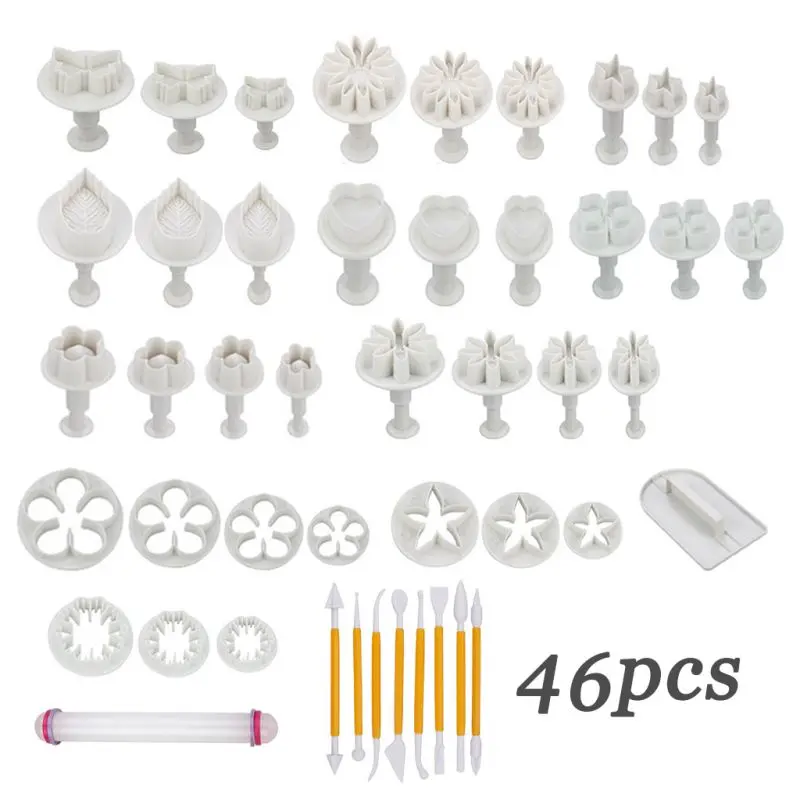 46 PCS Мини-печенье пресс-форм Пластик форма для торта с помадкой формы штамповка, декоративные Кухня пресс-формы для выпечки все Вид из Differenet формы 68 шт - Цвет: 46 PCS