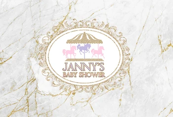 

HUAYI Photography Backdrop Baby Shower Party Background Photo Booth Props Marble Carousel US138