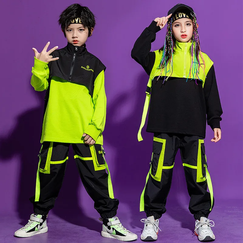 

Kids Hip Hop Dance Clothing Fashion Tops or Streetwear Pants Sleeveless Vest for Girls Boys Dancewear Clothes Fancy Costume