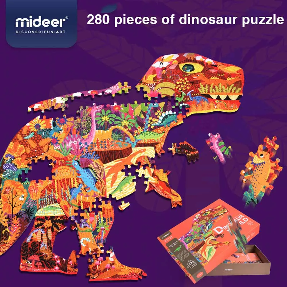 MiDeer 280 частей головоломки мир динозавров картонная головоломка для детей jigsaw Развивающие игрушки для детей 5Y - Цвет: Белый