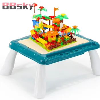 

BBSKY Building Blocks Toys for Kids with Multifunctional Slide Block Table To Study Blocks BasePlate Bricks Education Toy C66