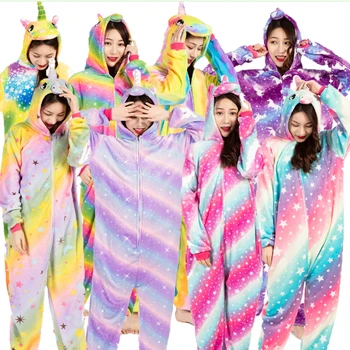 

Unisex Kigurumi Woman Flannel Soft Warm Unicorn Pajamas Adult Sexy One Piece for Girl Boy Sleepwear Homewear