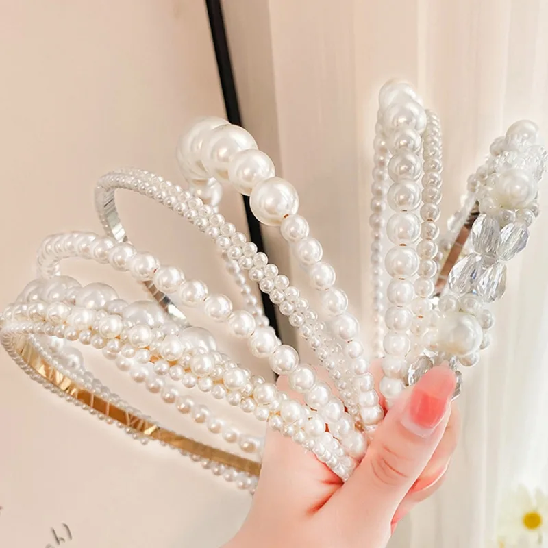 

New Women Elegant Full Pearls Simple Hairbands Sweet Hoops Holder Ornament Head Band Hair Accessories OH1688
