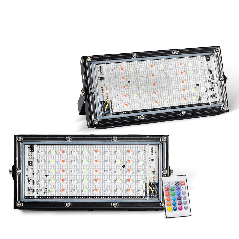 LED 투광등 50W AC220V 야외 투광등 IP66 방수 LED 가로등 RGB 방수 정원 조경 조명 스포트라이트