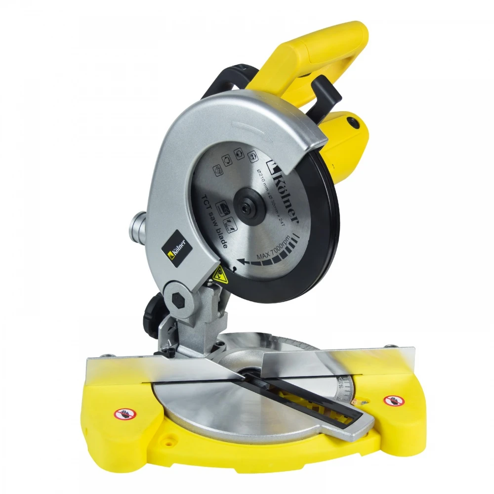 Пила торцовочная настольная Kolner KМS 210/1400 (диск 210 мм, мощность 1400 Вт, Глубина пропила:под углом 90 градусов 50 мм, 5000 об/мин)