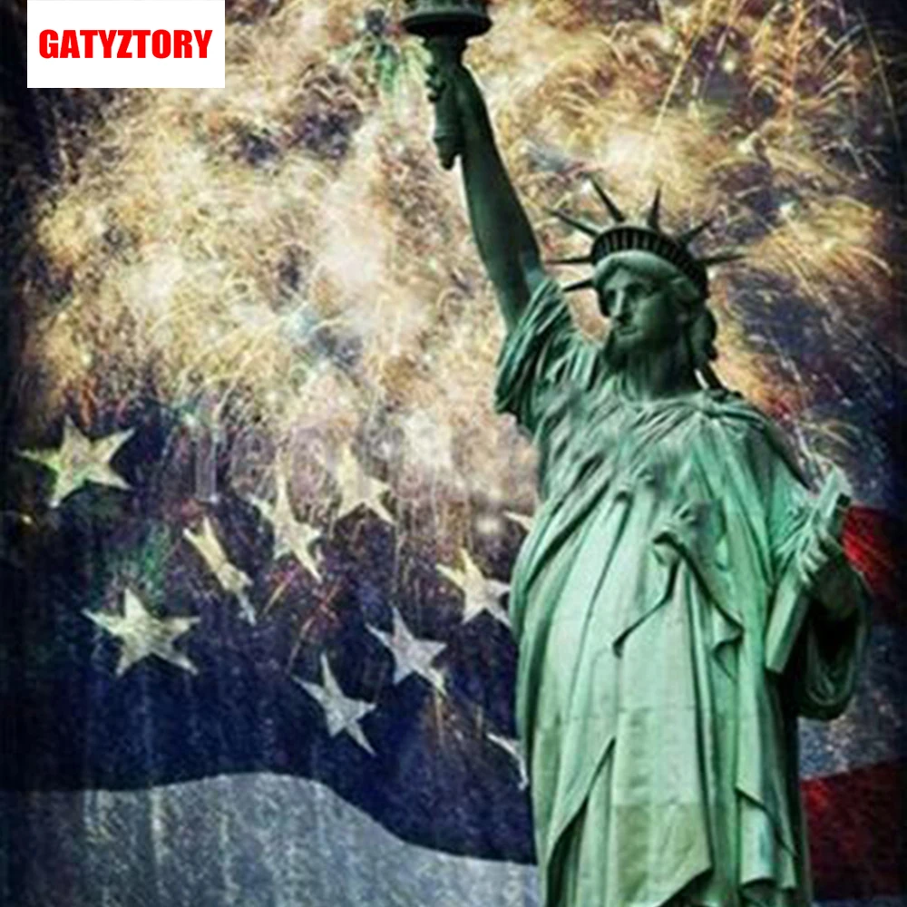 GATYZTORY 3D Алмазная живопись Полная площадь дрель DIY домашний Декор Ремесло Стразы мозаичная картина фото на заказ Статуя Свободы