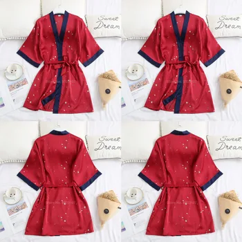 

2020 Loose Style Sexy Satin Night Robes Bathrobe Wedding Bride Bridesmaid Robes Dresses Gown For Women Deep V-neck Bathing Robes
