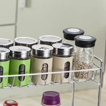 

Two Layers Stainless Steel Detachable Storage Shelf Rack Home Kitchen Seasoning Holder Organizer - Silver