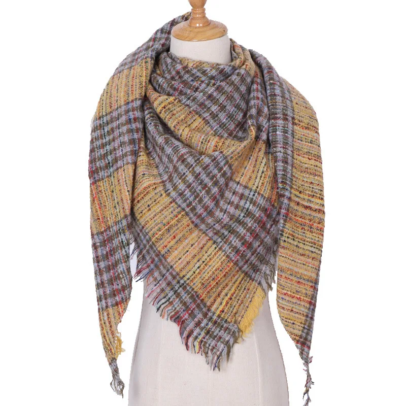 2019 new designer brand women cashmere scarf triangle winter scarves lady shawls and wraps knit blanket neck striped foulard (20)