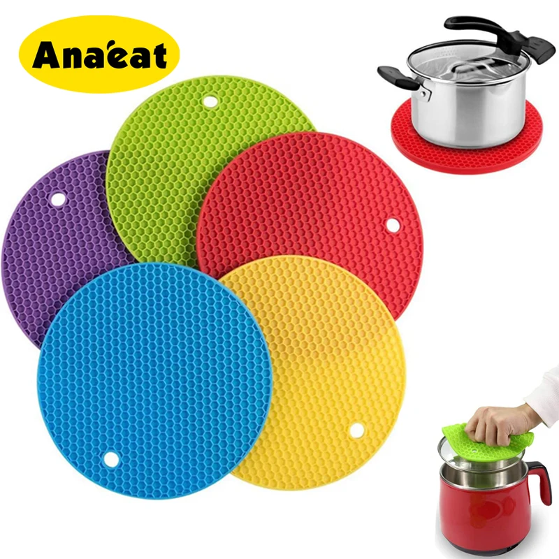 

ANAEAT 1pc Non-slip heat-resistant kitchen cooking hot pot cover bracket pad silicone rubber pot cover pad