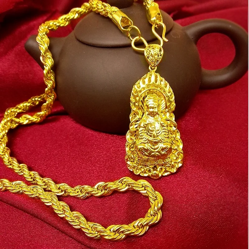 Luxury Men Necklace Pure Gold Color Not 