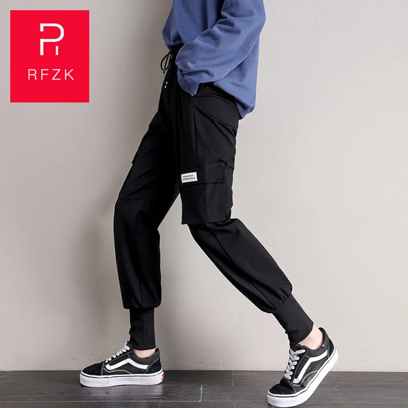 

Rfzk 2020 Chinese Style Overalls Female Beam Feet Loose Handsome Student Tide High Waist Was Thin Hip Hop Casual Sports Pants