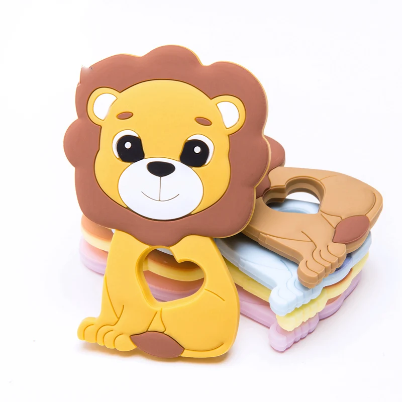 

1pc Baby Silicone Teethers Lion Cartoon Animals Lion Teether For Teeth DIY Teething Necklace Food Grade Tiny Rod Baby Toys