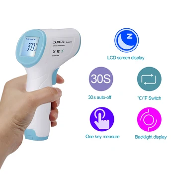 

Non-contact Digital Forehead Thermometer Infrared термометр Temperature Gauge ℃/℉ Switch 1s Measuring Precise Fever Alarm