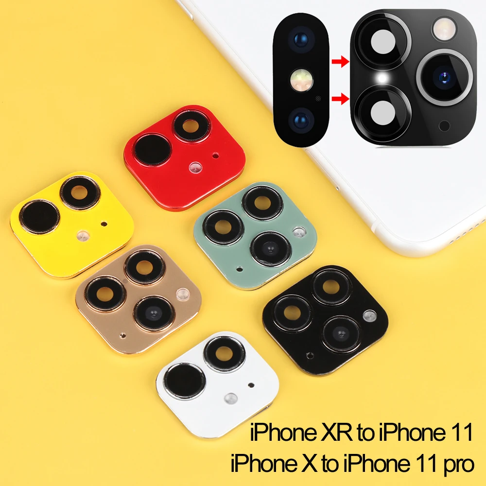 smartphone camera lens For iPhone XR X to iPhone 11 Pro Max Luxury Fake Camera Lens Sticker Seconds Change Cover Case Phone Upgrade Support Flash mobile micro lens