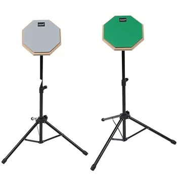 

2 Set 8 Inch Rubber Wooden Dumb Drum Practice Training Drum Pad with Stand for Percussion Instruments Parts Gray & Green