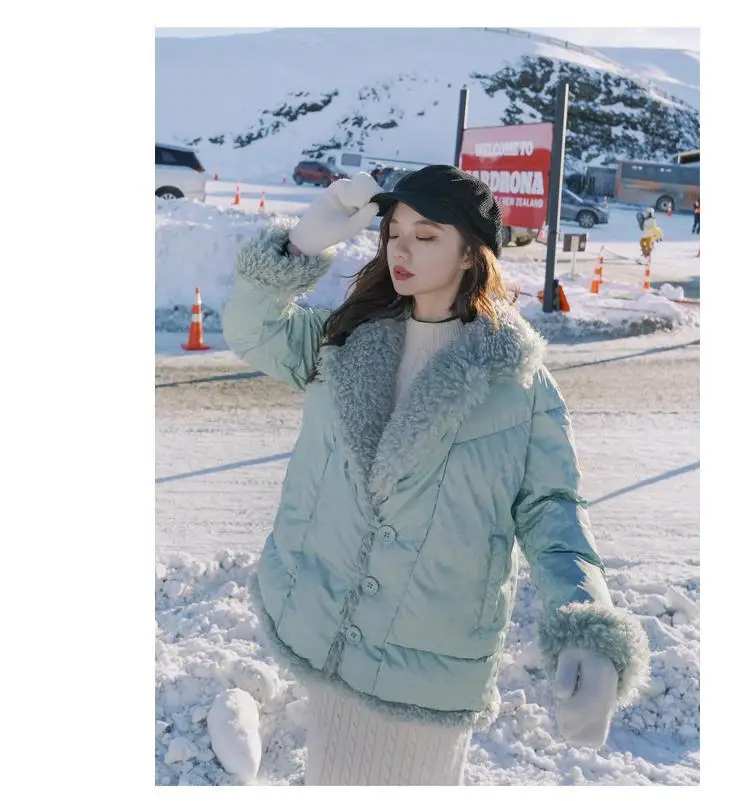 Зимнее Новое Стильное хлопковое пальто для фотосессии, женское шикарное пальто свободного кроя в Корейском стиле, короткое пальто из овечьей шерсти, хлопковое пальто