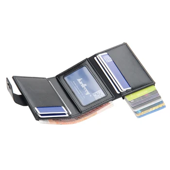 New RFID Blocking Protection Men Wallet ID Credit Card Holder Leather Metal Aluminum Business Bank Cardholder Purse 5