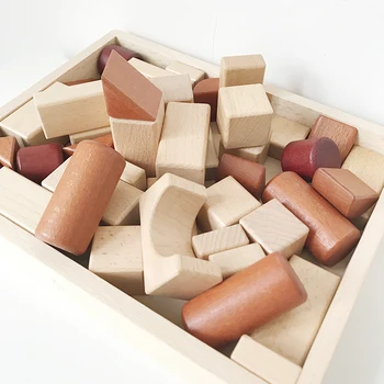 

Children's Solid Wood Classic Building Blocks Imported Building Blocks 46 Creative Toys Stacked Castle Wooden 0-1-2-4 Years Old