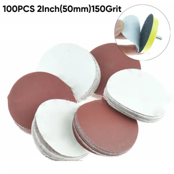 

150 Grits Sandpaper Disc 100 Pcs Loop Hook Rotary Wood Polishing 50mm/2inches