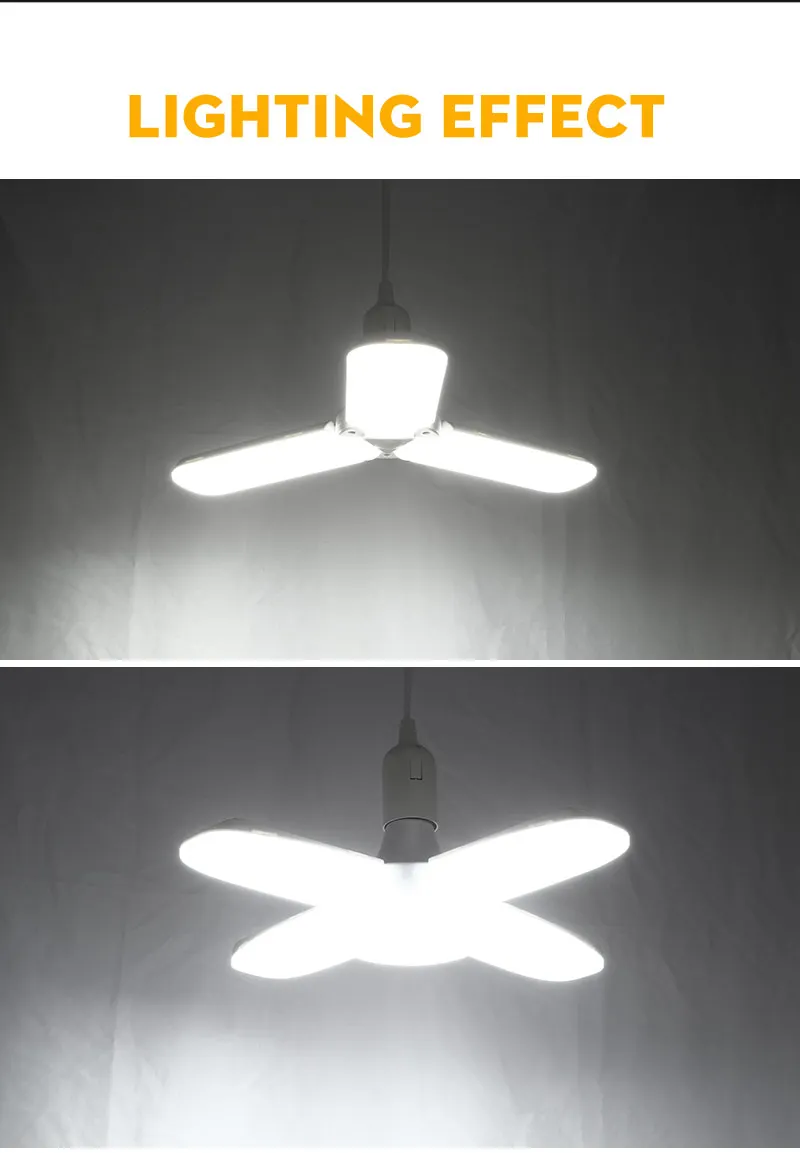 Креативная Светодиодная лампа E27, светодиодная лампа, потолочный вентилятор, лампада, светодиодный светильник, Регулируемый угол наклона, 220 В, складная лопасть вентилятора, Регулируемая лампа
